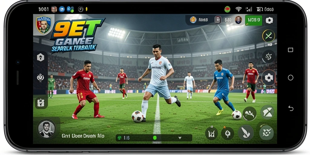 Gameplay 9ET menampilkan aksi sepak bola yang mendebarkan dan realistis.
