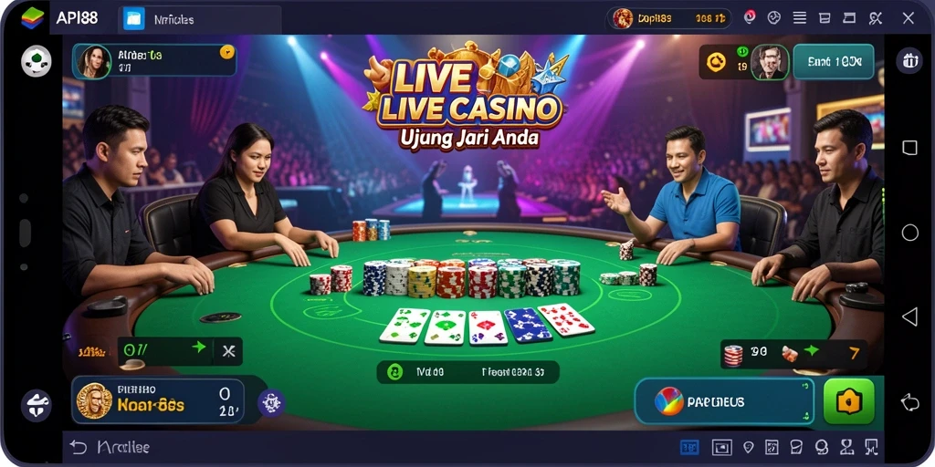 Tampilan gameplay Live Casino yang menegangkan dan interaktif di API88.