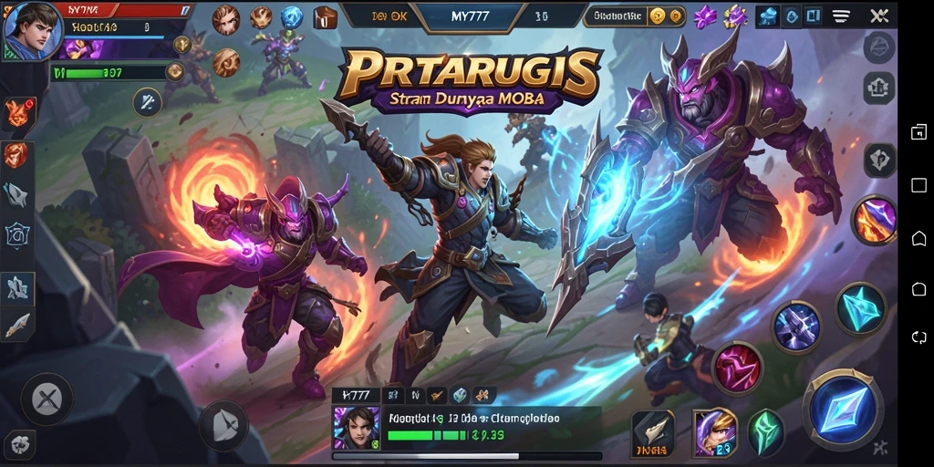Screenshot utama gameplay MY777 dengan pertarungan seru dan karakter yang dinamis.