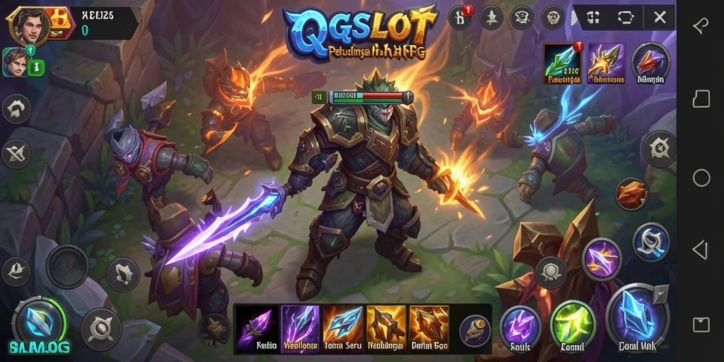 Tampilan gameplay QQSLOT dengan aksi seru dan karakter yang beragam.